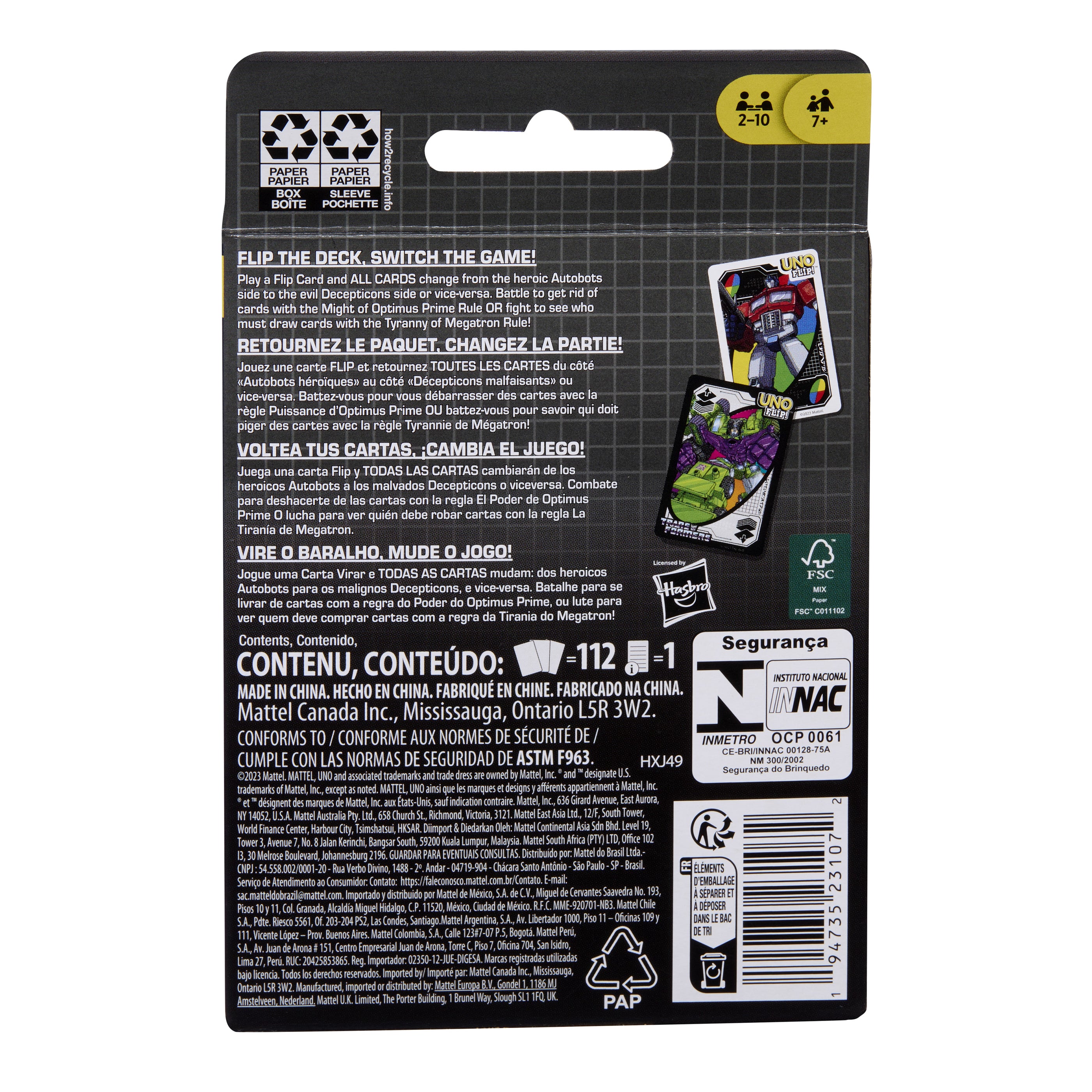 UNO FLIP TRANSFORMERS CARD GAME - King Gaming