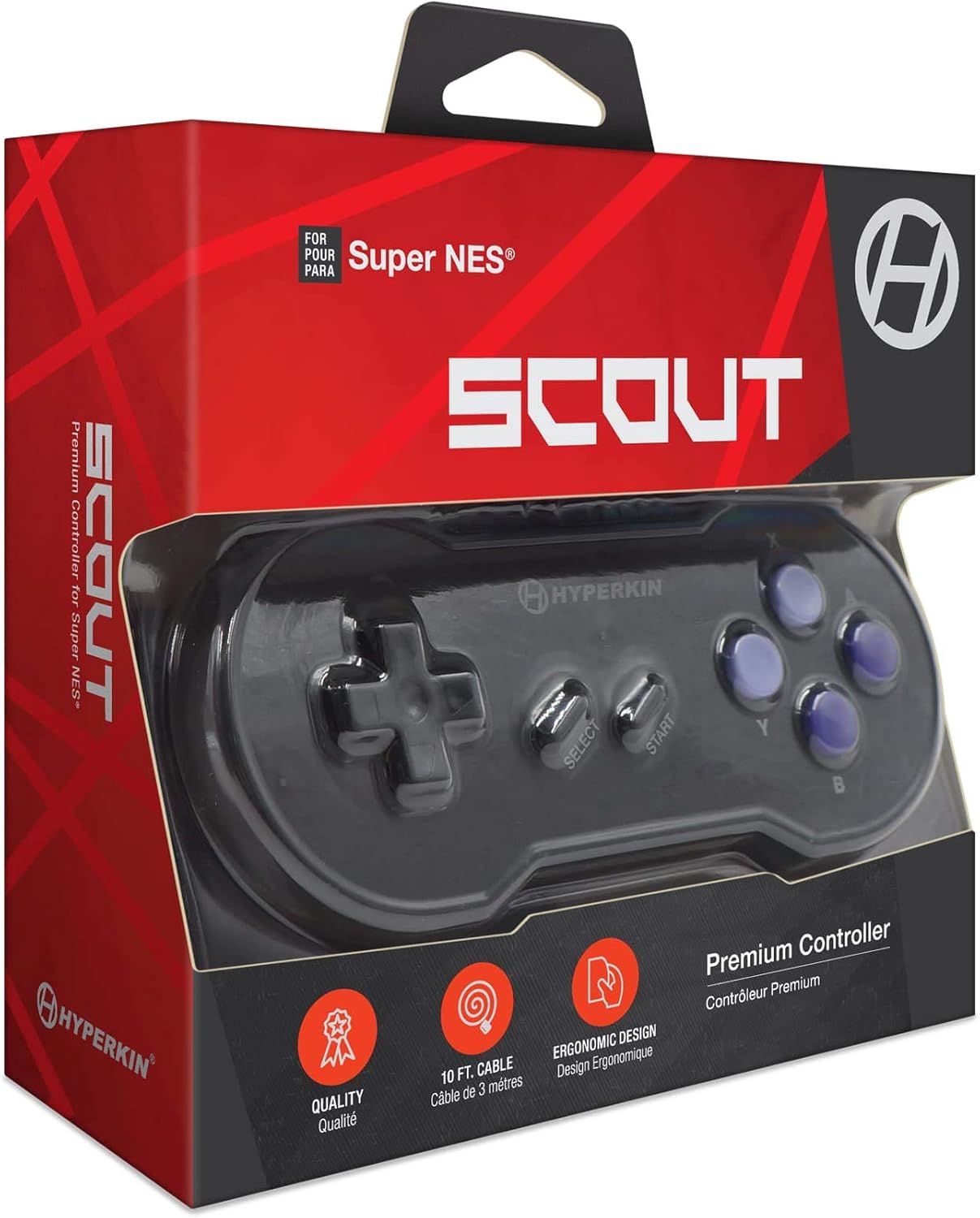 SPACE BLACK SCOUT PREMIUM WIRED SNES CONTROLLER - Geeked Out Goods