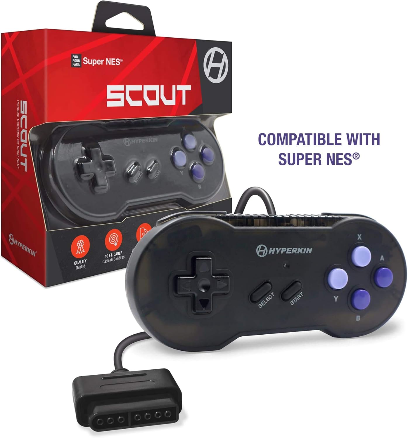 SPACE BLACK SCOUT PREMIUM WIRED SNES CONTROLLER - Geeked Out Goods