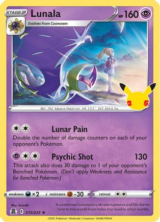 Lunala - 15/25 - Holo Rare - King Gaming 
