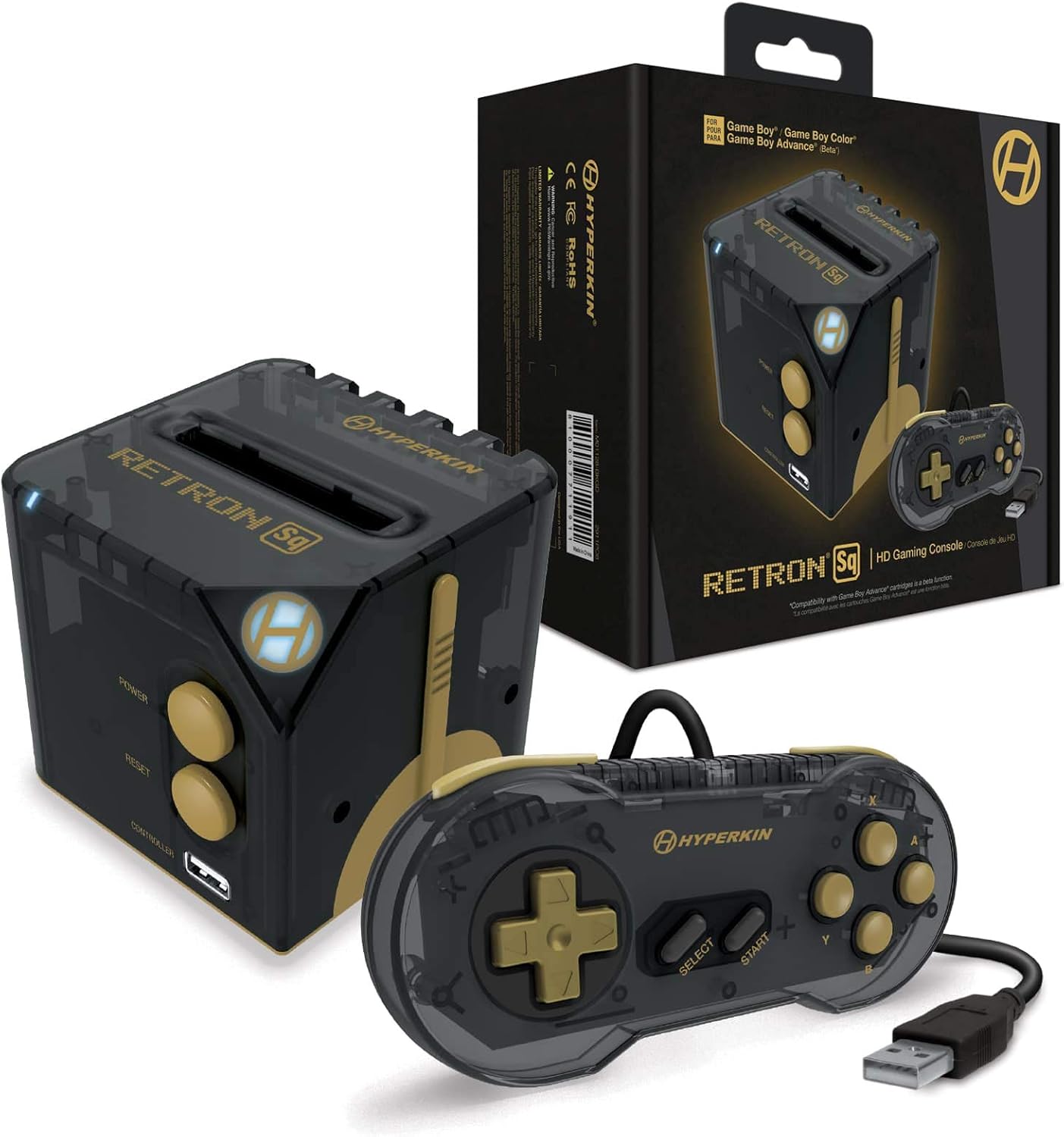 Hyperkin RetroN Sq HD BlackGold Gaming Console for Game Boy/Color/Advance - King Gaming 