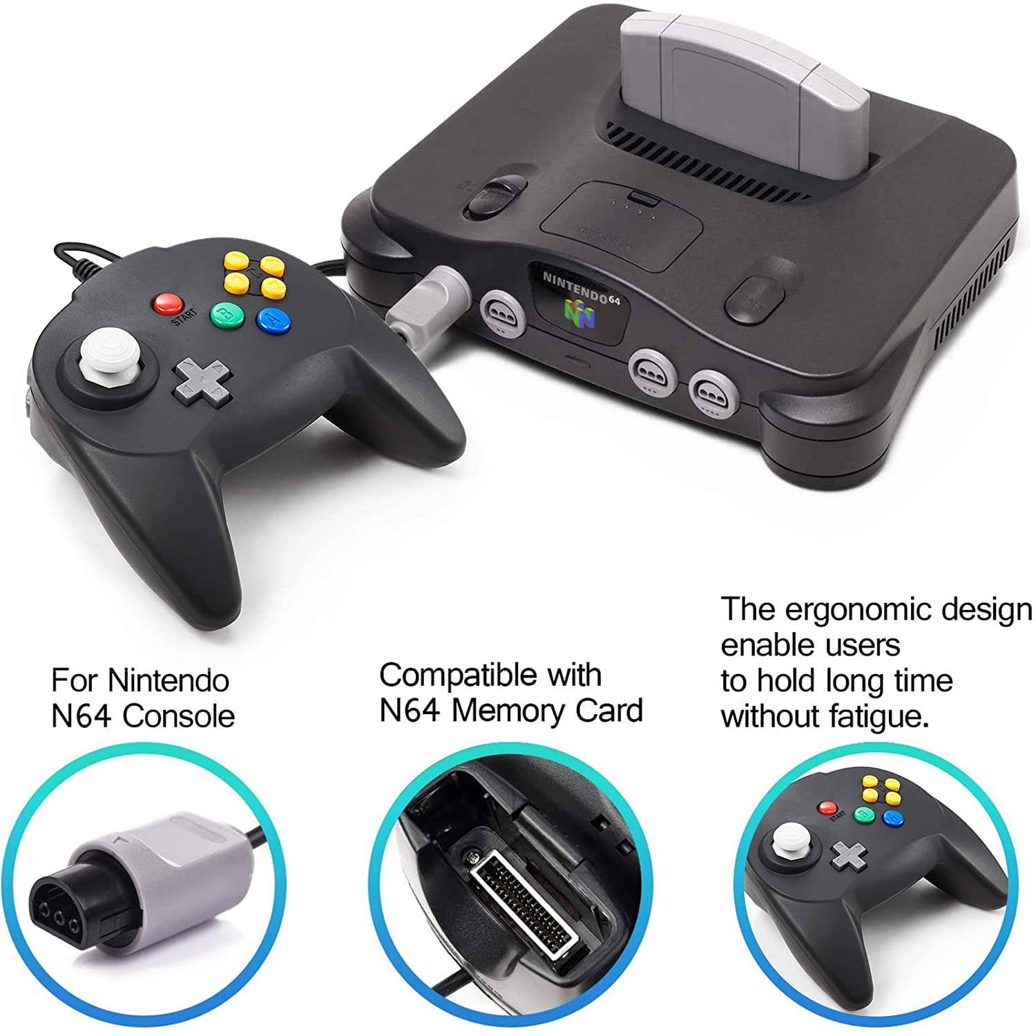 [New Version] 2 Pack for N64 Controller, Mini Game pad Joystick for N 64 Console- Plug & Play (Design from Japan) King Gaming